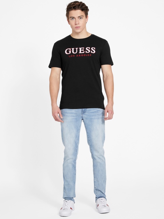 еко спонт тениска с кръгло деколте Guess Jet Black