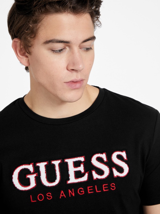 еко спонт тениска с кръгло деколте Guess Jet Black