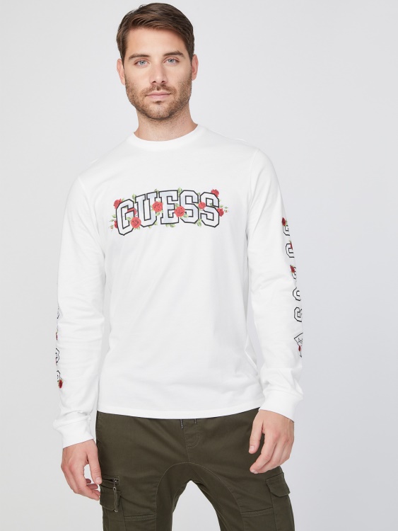 чист бял Guess Eco Knox лого Crewneck