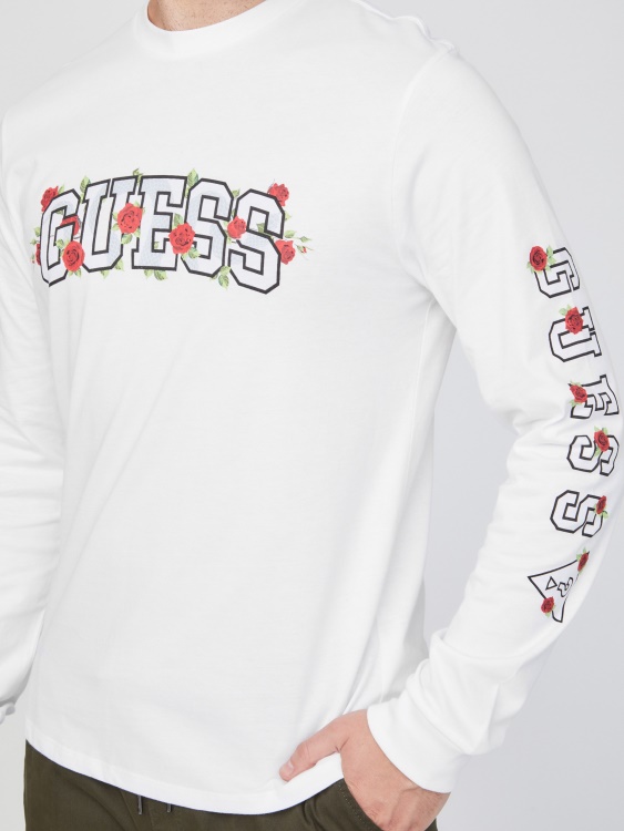 чист бял Guess Eco Knox лого Crewneck