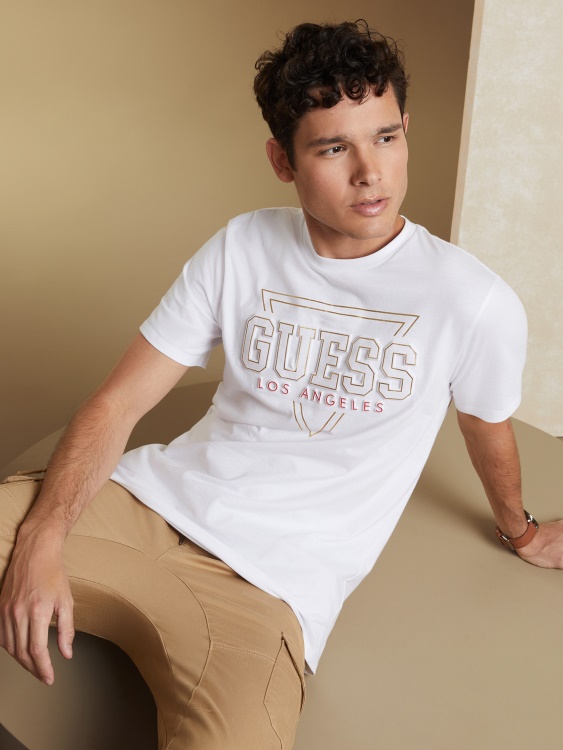 чисто бяла тениска с лого на еко лин Guess