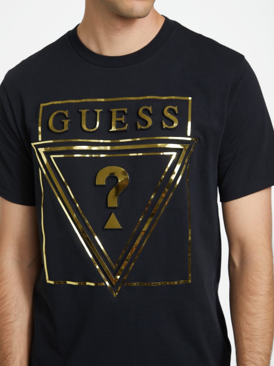 тениска с лого на Ricky Guess джет черно