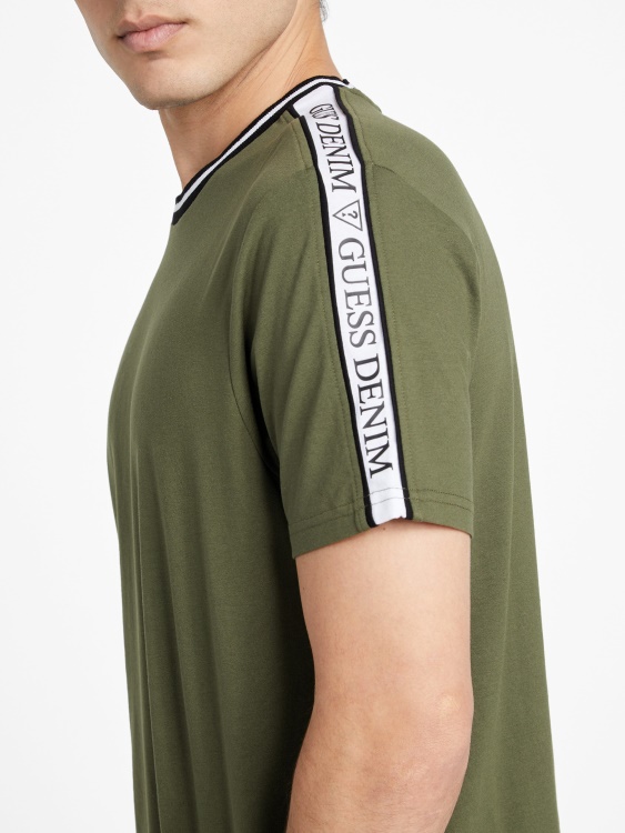 Guess Hyatt Logo Tape Tee Olive Morning