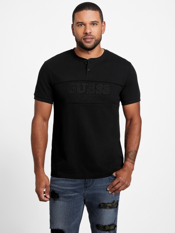 тениска Eco Otis Henley Guess Jet Black