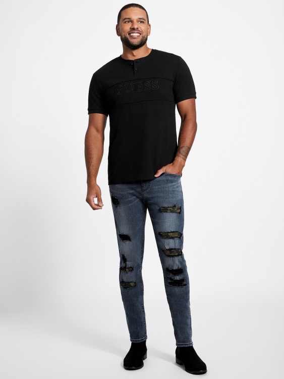 тениска Eco Otis Henley Guess Jet Black