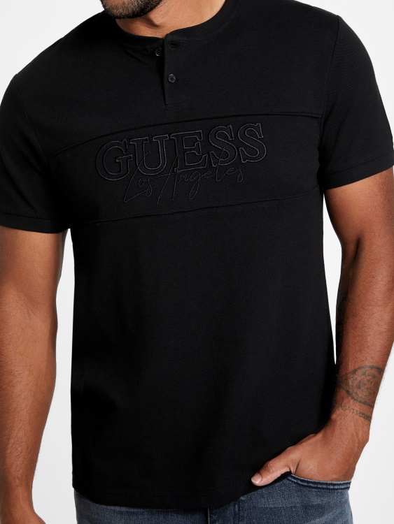 тениска Eco Otis Henley Guess Jet Black