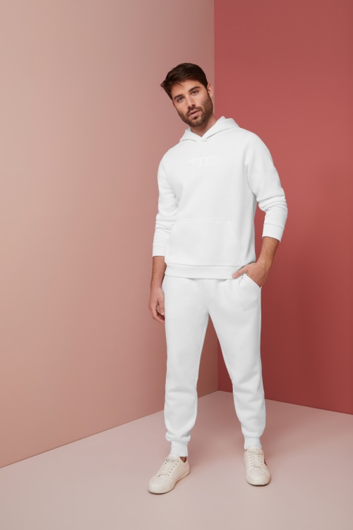Eco Harvey лого суичър с качулка чисто бял Guess