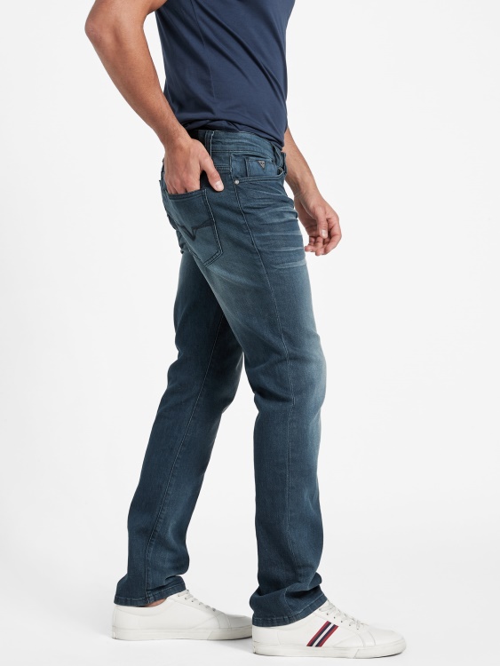 естествени тъмни изпирани тънки прави дънки Delmar Guess