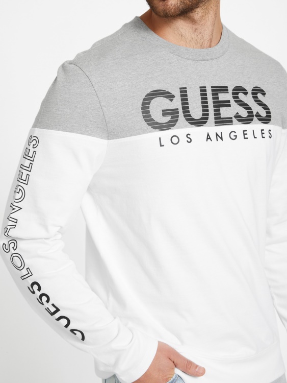 чисто бяла тениска с дълги ръкави Guess Eco Zioin Color-block