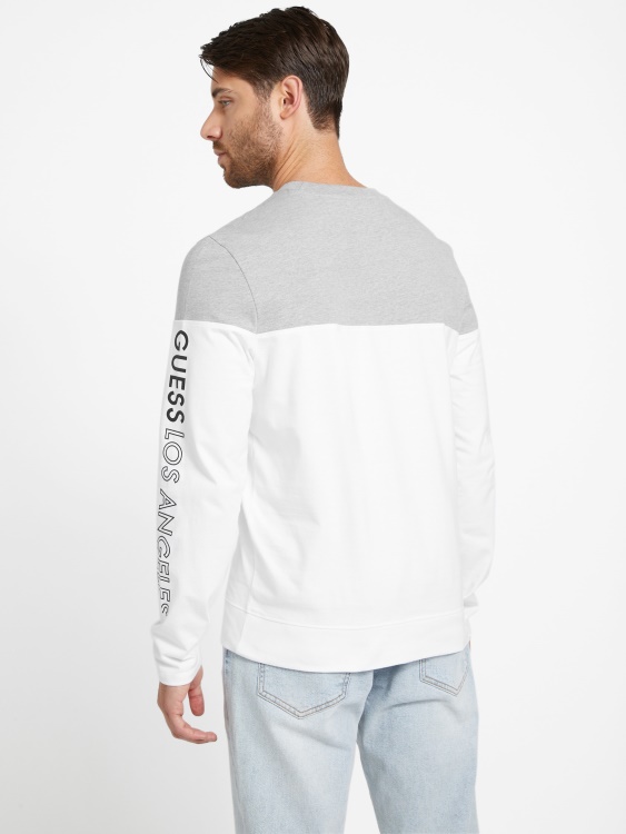 чисто бяла тениска с дълги ръкави Guess Eco Zioin Color-block