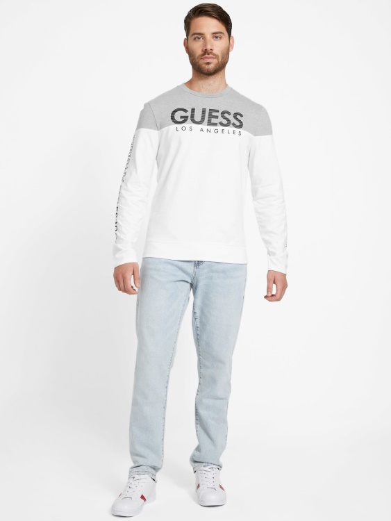 чисто бяла тениска с дълги ръкави Guess Eco Zioin Color-block