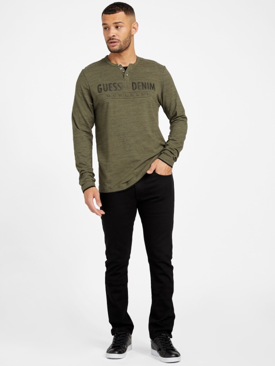 тениска с дълга ръкав Edgar Marled Guess Olive Morning Multi