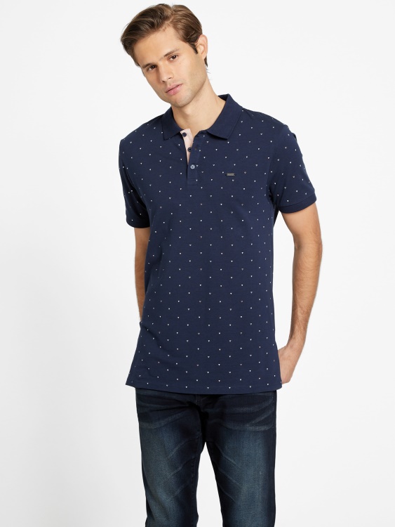 Eco Dev геометрична поло тениска Guess Blackened Blue