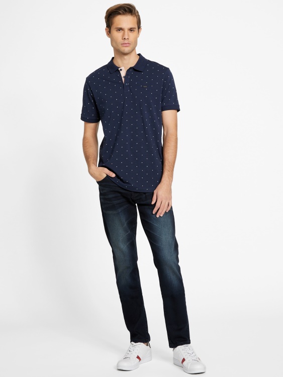 Eco Dev геометрична поло тениска Guess Blackened Blue
