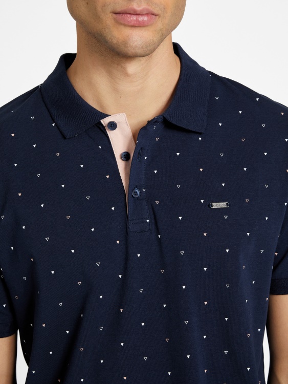 Eco Dev геометрична поло тениска Guess Blackened Blue