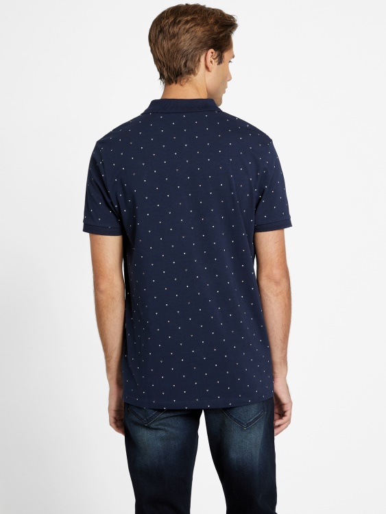 Eco Dev геометрична поло тениска Guess Blackened Blue