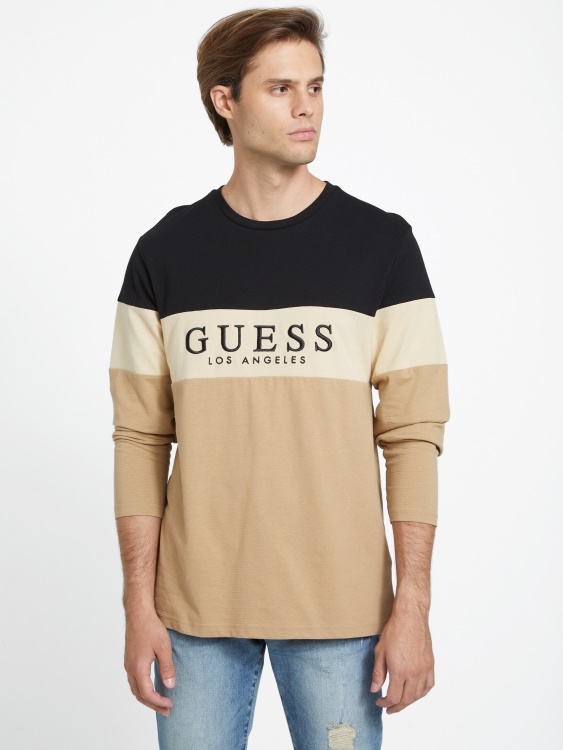 Guess тениска с дълги ръкави в еко таупе, алек