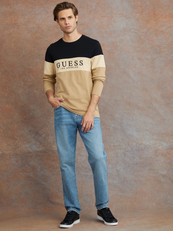 Guess тениска с дълги ръкави в еко таупе, алек