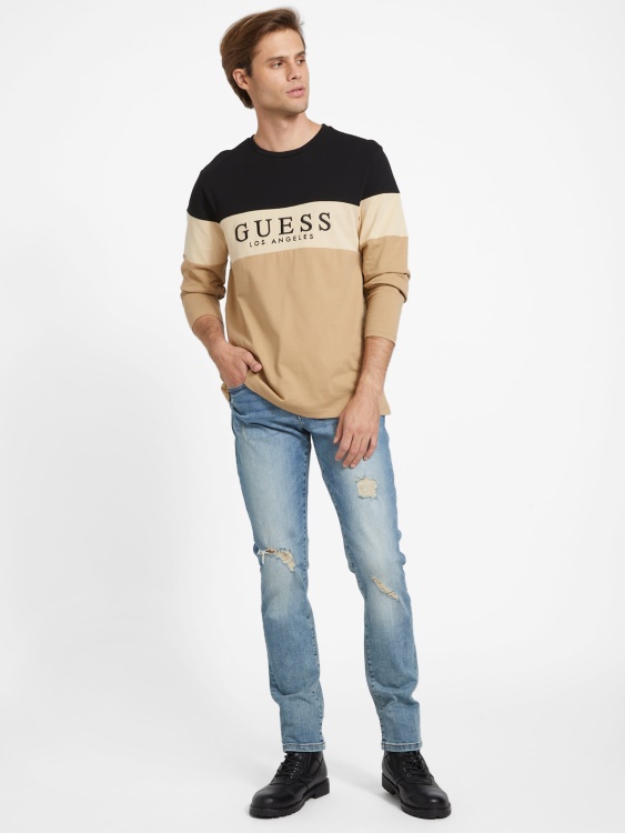 Guess тениска с дълги ръкави в еко таупе, алек