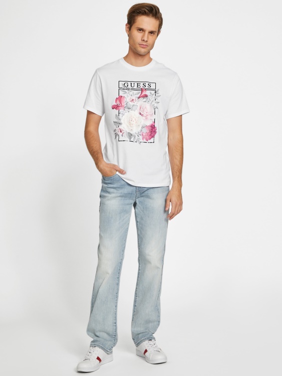 чисто бяла тениска с кръгло деколте тип рокфорд