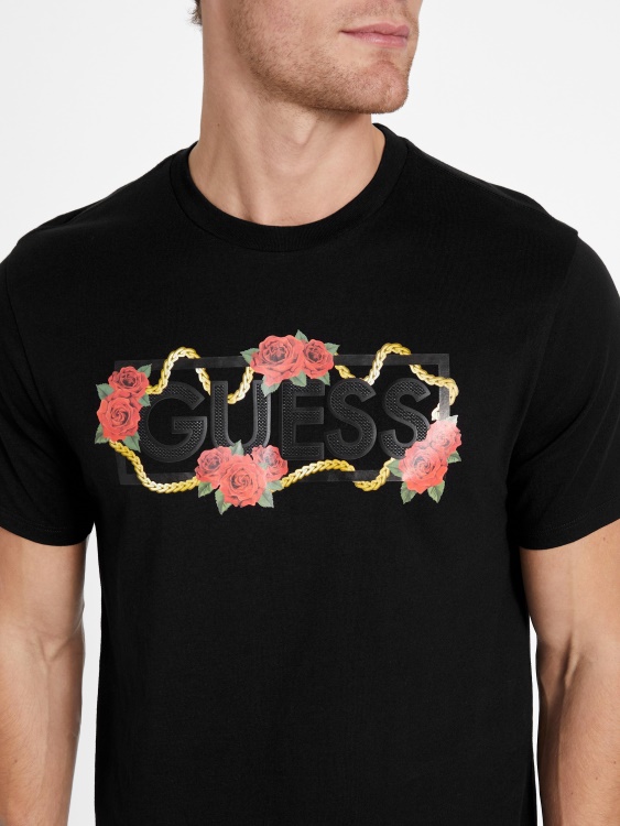 черна еко тениска с лого Shawne Guess