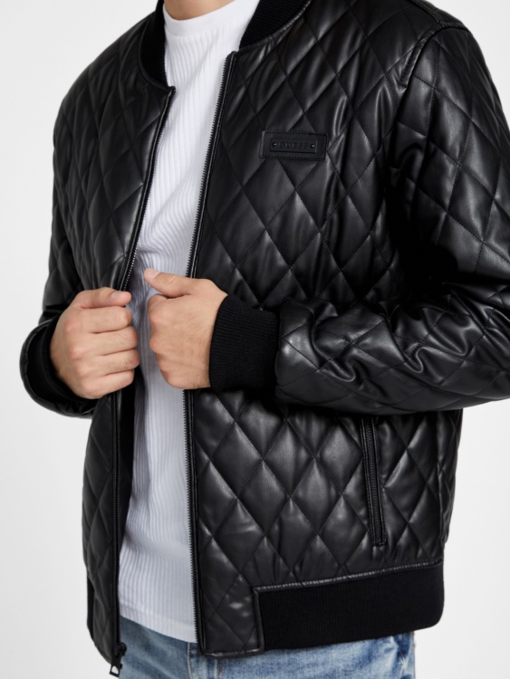 капитонирано яке от изкуствена кожа Guess Peter