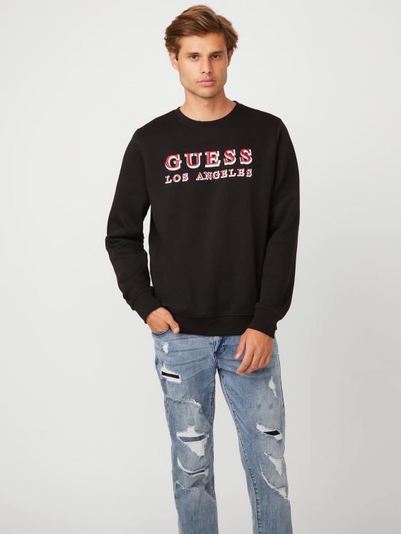 портиер бродирано лого пуловер джет черен Guess