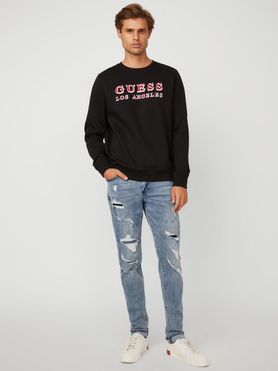 портиер бродирано лого пуловер джет черен Guess