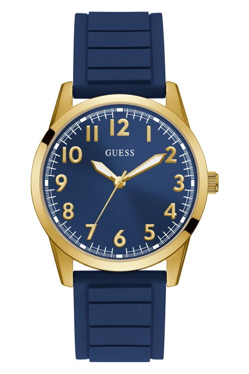 златист тон и син силиконов аналогов часовник Guess No Color
