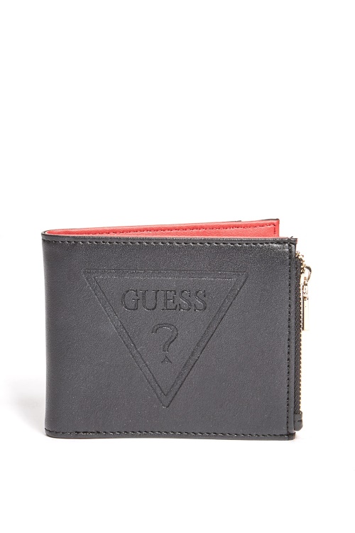 портфейл с релефно лого черен Guess