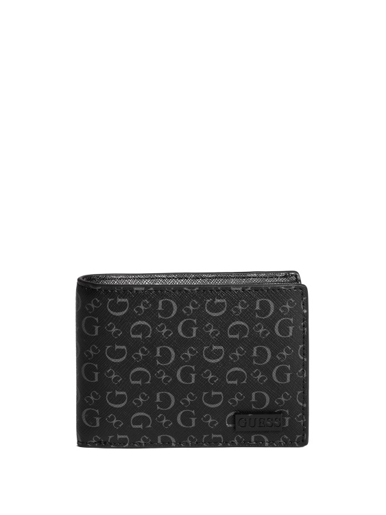 двоен портфейл Guess Carter Logo черен