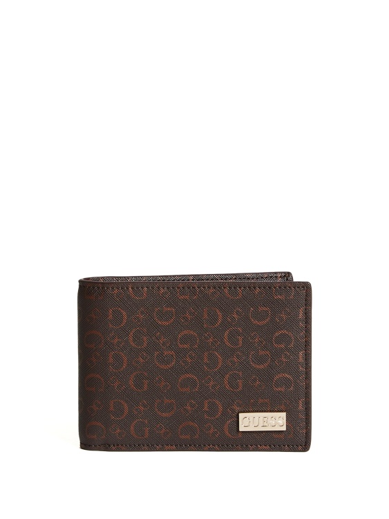 двойно куфарче Guess кафяво картър лого