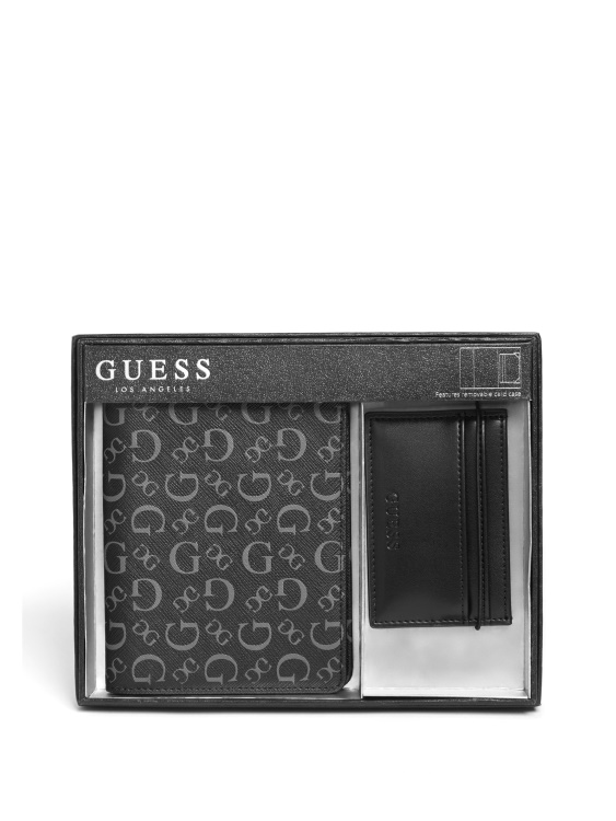 подарен комплект калъф за паспорт с лого Guess Black