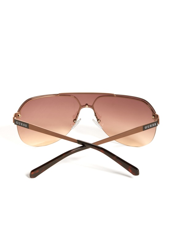 слънчеви очила без рамка Guess кафяво