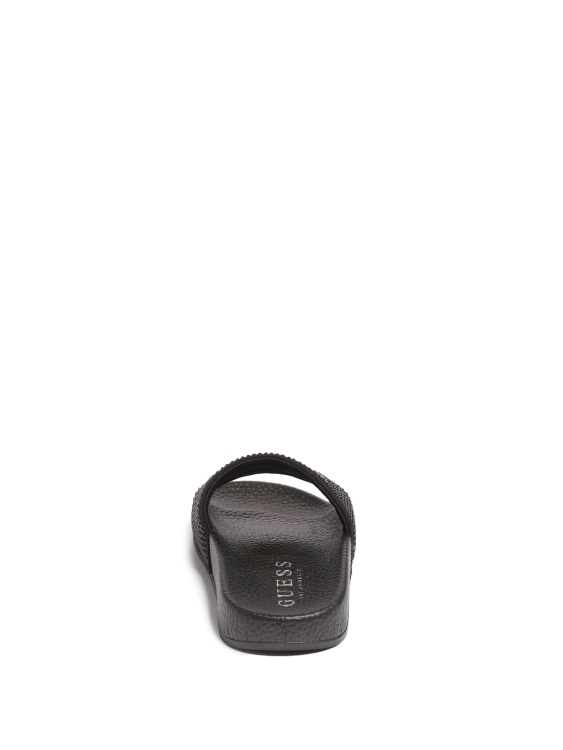плъзгащи се сандали с лого със захарни кристали Guess Black