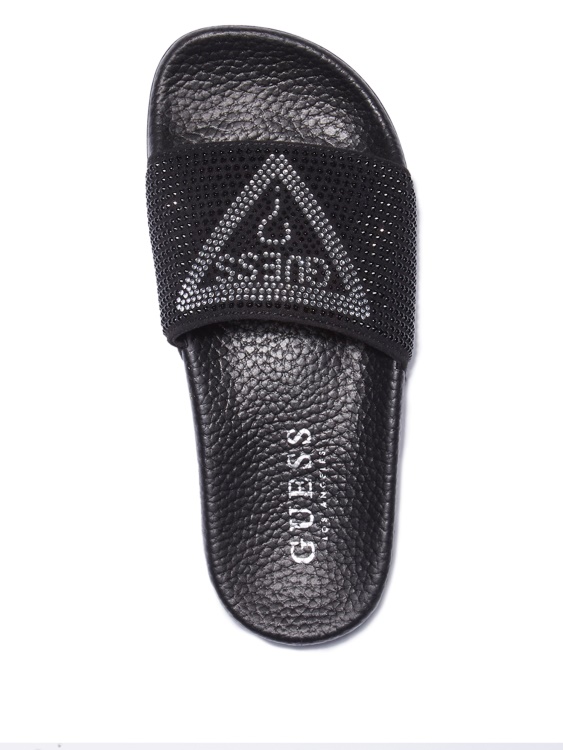 плъзгащи се сандали с лого със захарни кристали Guess Black