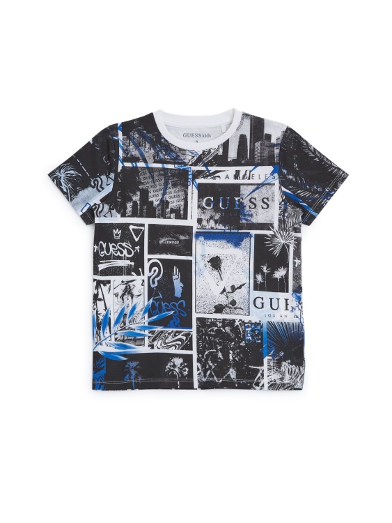 Guess Ronan Collage Tee (7-16) Pure White Multi