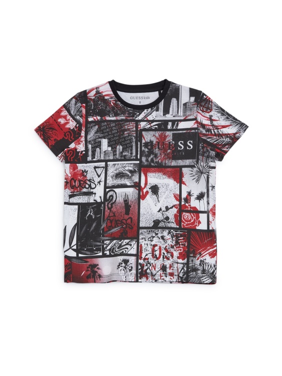 Колажна тениска Ronan (7-16) Guess Jet Black Multi