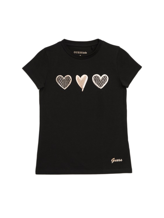 тениска Guess Libi Hearts (2-6) кафяво черно