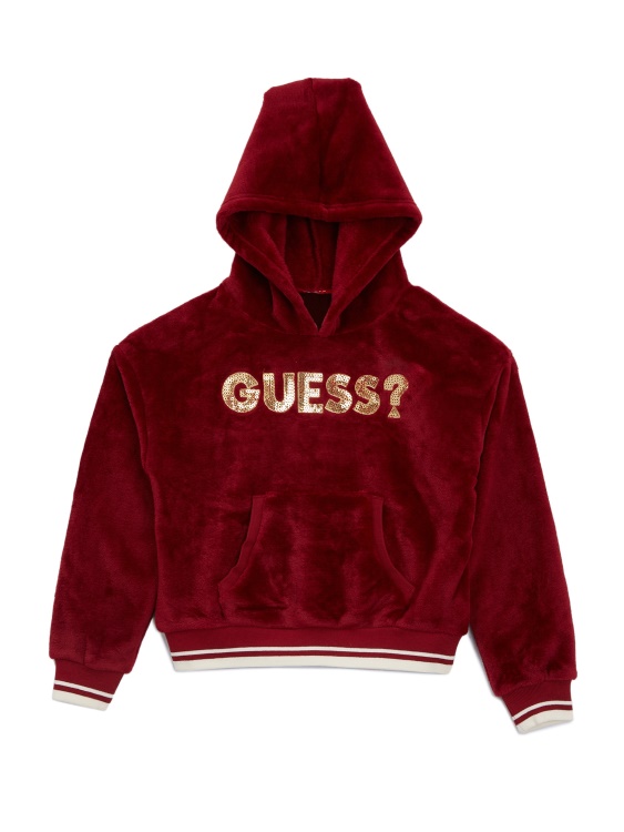 суичър с лого Robby велур (7-14) червен Guess