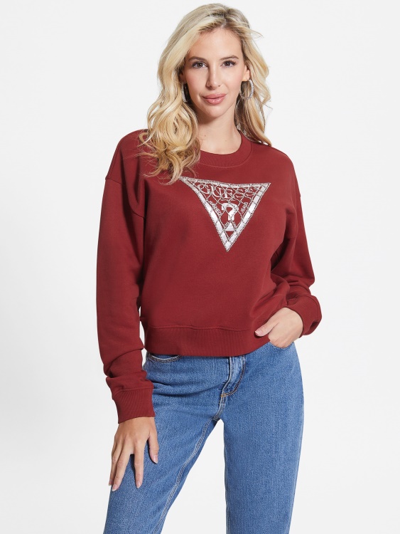Guess костюм с лого от кристална мрежа червен сок от цвете