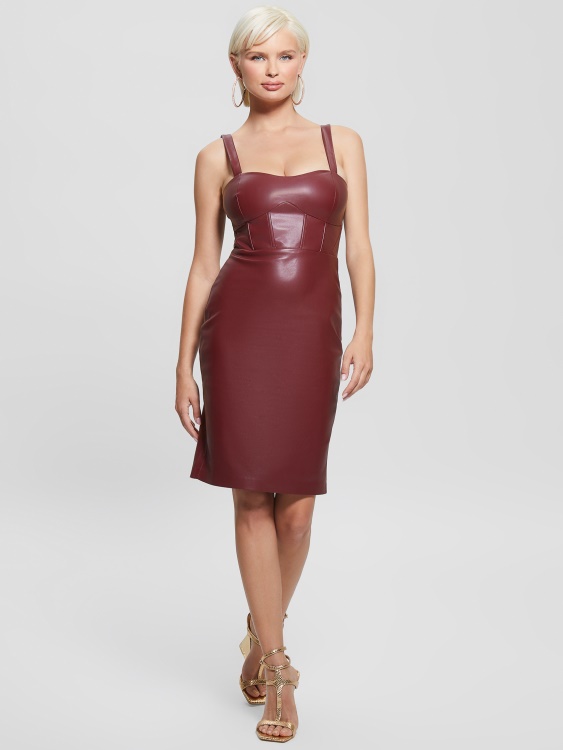 Mystic Wine Multi Reid рокля от изкуствена кожа Guess
