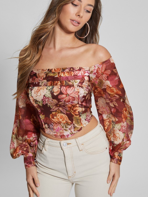Guess дигитален печат на гоблен Ma Eco Kristy горнище с отворени рамена