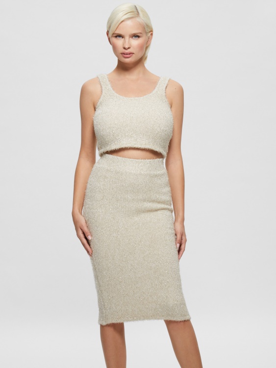 Tinsley Fuzzy Sweater Tank Guess кремаво бял мулти
