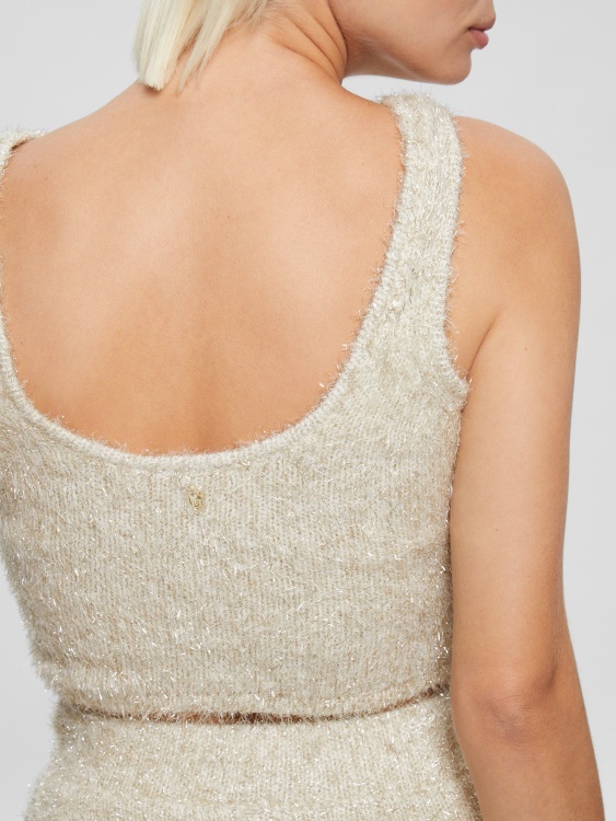 Tinsley Fuzzy Sweater Tank Guess кремаво бял мулти