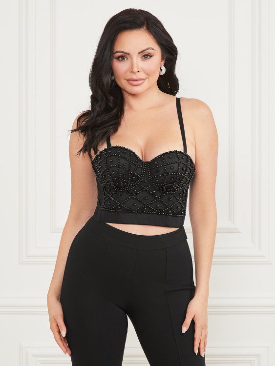 Guess Lea горнище с бюстие джет черно мулти