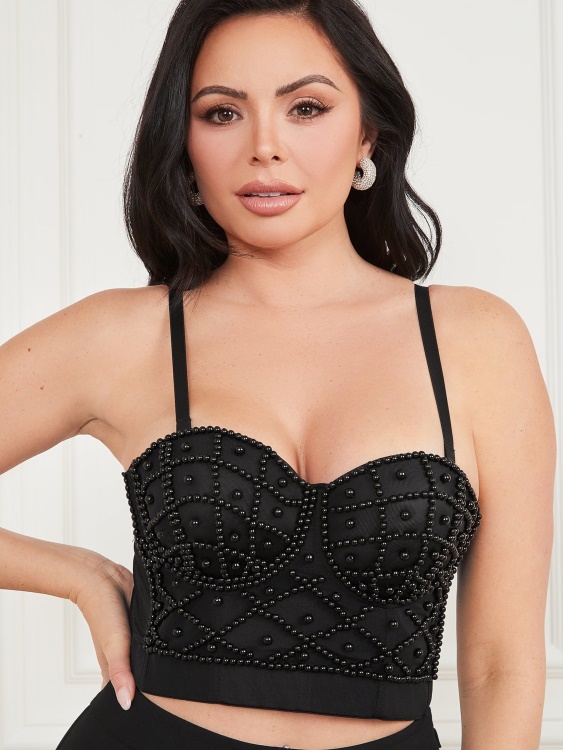 Guess Lea горнище с бюстие джет черно мулти