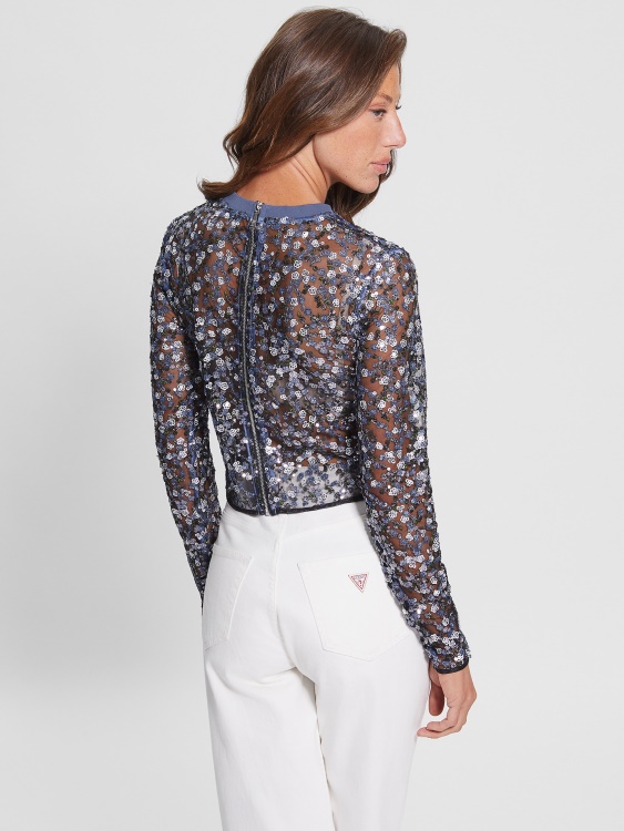 Elisa горнище с флорални пайети малки пайети цвете Guess