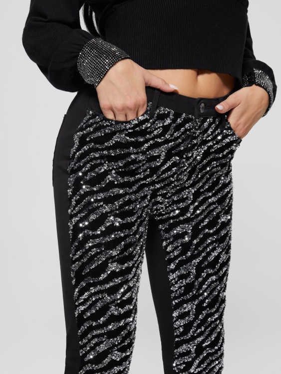 Glam Tiger Silver Guess 1981 тигрови тесни дънки с пайети