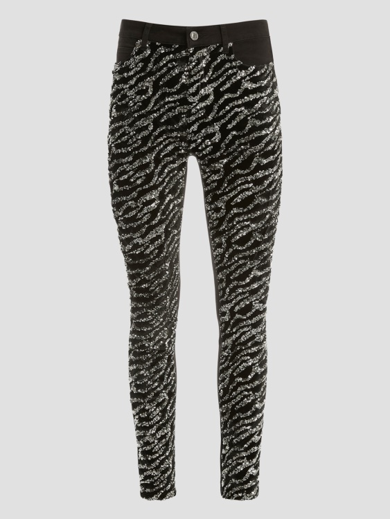 Glam Tiger Silver Guess 1981 тигрови тесни дънки с пайети